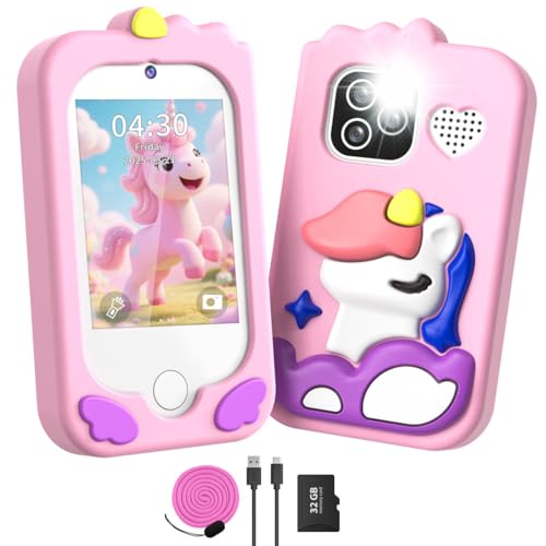 Kids Smart Phone for Girls, Kids Cell Phone Toy with 2.8” Touchscreen | Dual Cameras | Learning | MP3| 32 GB Card | Audiobooks,Toddler Play Phone Christmas Birthday Gift for Age 3 4 5 6 7 Year Old