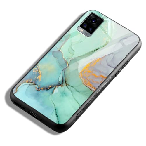 Image of COLORflow Back Cover Compatible with Vivo V20 | Green Marble | Shockproof TPU Bumper Cover with Camera Protection Back Cover Compatible with Vivo V20