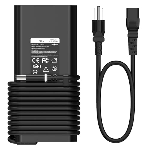 2025 New Slim 240W 180W Laptop Charger for Dell Alienware 13 15 17 R1 R2 R3 R4 X51 M15 M17 M17X M18X G3 G5 G7 Dell Precision 17 7710 7730 7670 7780 7770 M6500 M6600 M6700 AC Adapter Power Supply Cord