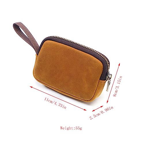 1 Pcs Leather Zipper Coin Purse Rectangle Wallet, Coin Organizer, Change Holder,Card Case, Mini Leather Zipper Storage Bag for Men & Women2