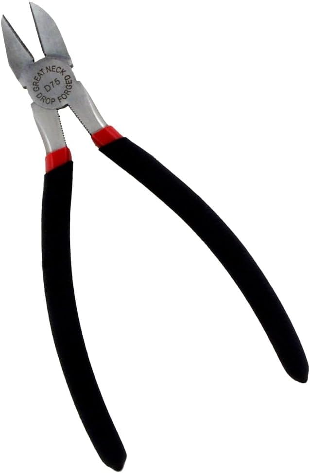 GreatNeck D75C Diagonal Pliers, 7-1/2 Inch, Drop Forged Steel, Chrome Plated Resists Rust, Fully Honed Cutting Edges, Comfort Grip Handle, Wire Cutter for Copper, Brass, Iron, Aluminum, Steel