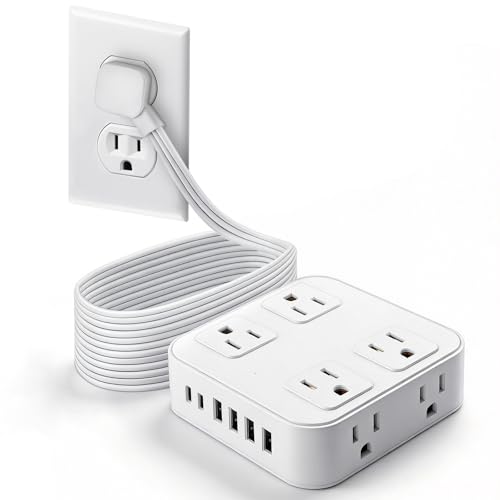 Protector Eléctrico HLCZLUZ con 14 Tomas, 6 USB, Cable de 3.05 m y Protección contra Sobretensión