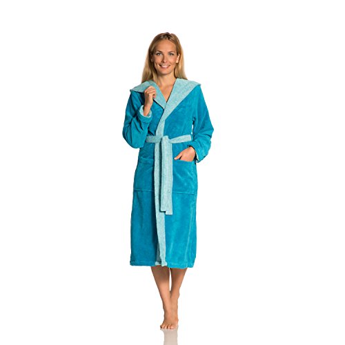 Preisvergleich Produktbild Vossen Unisex Bademantel Poppy, Einfarbig, Gr. 38 (S), Blau (curacao)