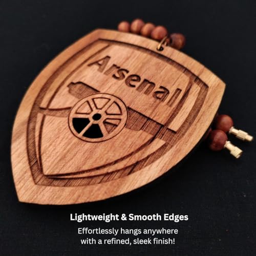 Image of Arsenal FC Car Hanging | Double-Sided Engraved Arsenal Logo for Rear View Mirror | Premium Teakwood Car Charm | Football Fan Gift & Car Decor