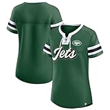 Fanatics Women's Green New York Jets True Catch Iconic Rhinestone Bling Athena Lace-Up T-Shirt