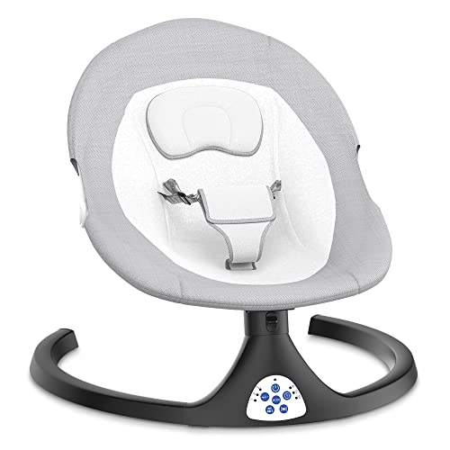 Image of Baby Swings for Infants, Electric Baby Swing with 5 Sway Speeds, 10 Preset Lullabies, Remote Control, Bluetooth, White