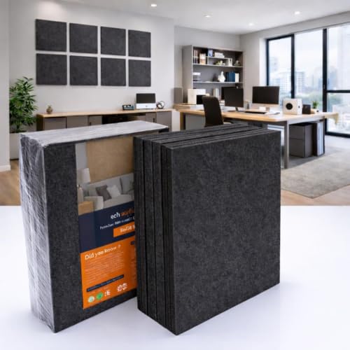 Image of MMT Acoustix Premium Felt Acoustic Panels for Offices, Bedrooms & Studios | Sustainable PET Felt Panels for Echo Reduction & Sound Absorption | 2x2 Ft, 9mm Thick | Ash - Pack of 8