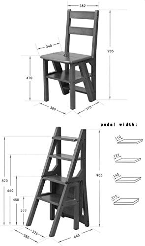Taburete de madera noble multicapa con acabado artesanal y función de escalera 2