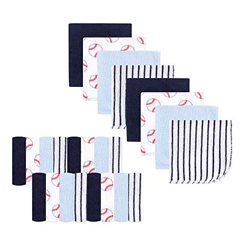 Image of Luvable Friends Unisex Baby Super Soft Bundle Washcloths, Baseball, One Size