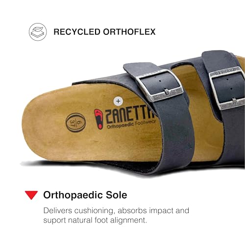 Zanetta Madrid Orthopaedic Cork Sandals for Women - Pressure Relieving Cushioned Footbed, Arch Support for Foot Health and Premium Suede Footbed Slides - Image 3