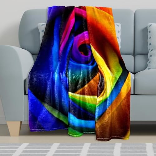 Plaid polaire fleur arc-en-ciel couverture douce à offrir pour chaises - 6