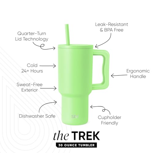 Image of Simple Modern 30 oz Trek Tumbler with Handle and Straw Lid | Cup Holder Friendly Insulated Stainless Steel Travel Mug | Baja
