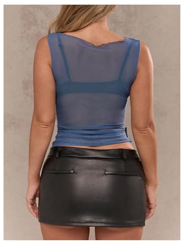 Milumia Women's Sheer Mesh Tank Top Sleeveless See Through Rave Tops Party2