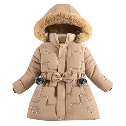 Girl's Fleece Lined Long Parka Puffer Coat Kids Winter Sherpa Thicken Ski Jacket Detachable Fur Trim Hood Windbreaker