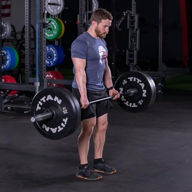 Titan Fitness 10 LB Pair Economy Series Black Olympic Bumper Plates, Durable Rubber Exterior with Steel Core, Weightlifting and Strength Training Weight Plate