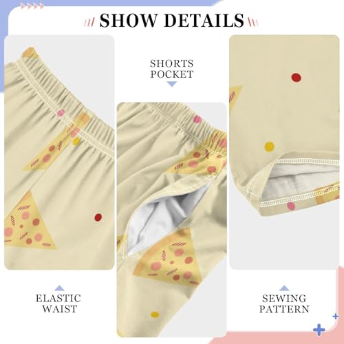 Pizza on Yellow Boys Pants Boys Athletic Pants Long Pant for Boywith Pockets Wide-Leg Size 6-14Y4