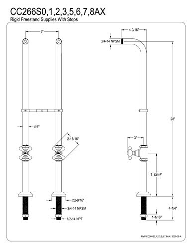 Kingston Brass Cc266S3Ax Freestanding Supply Line Package, Antique Brass #TOP1