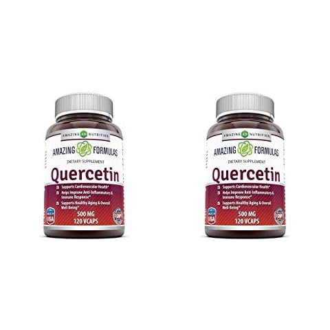 Amazing Formulas Quercetin 500 Mg, 120 VCaps - Dietary Supplement, Vegan Capsules, Non-GMO, Gluten Free - Optimal With A Balanced Diet and Regular Exercise Cover