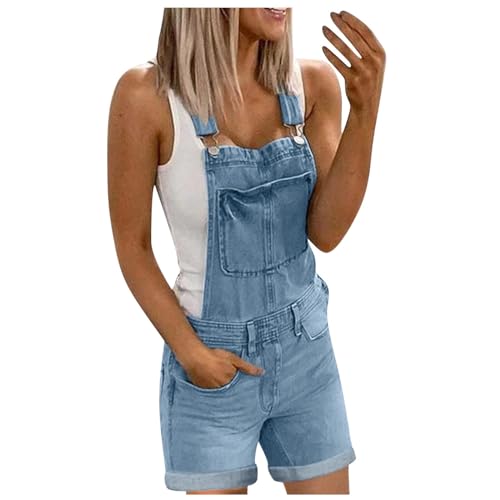 Latzhose Damen Sommer Jeans Kurz Jeanslatzhose Arbeitslatzhose...