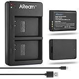 Aream LP-E10 Camera Battery Charger Set ，2-Pack Battery & Dual Charger for Canon EOS Rebel T3,Canon Rebel T5, Canon Rebel T6, T7, Kiss X50, Kiss X70, EOS 1100D, EOS 1200D, EOS 1300D