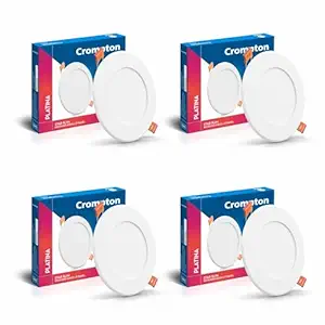 Crompton Star Slim Recessed Downlighter 12W Round Cool Day Light | Pack of 4 | False Ceiling required, Cutout: 6