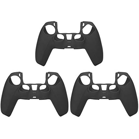 3Pcs Protective Controller Skin Game Gamepad Handle Silicone Case Cover Protector Case Sleeve Accessory for PS5 Game Console(Black) Cover