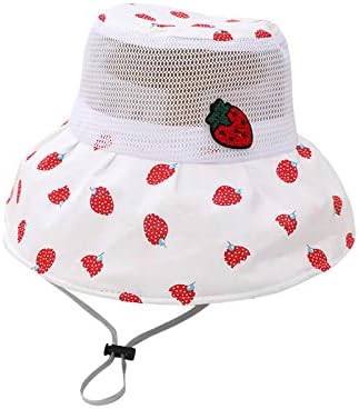 CuteStreet Kids Girls Sun Hat Summer Breathable Mesh Hat with Adjustable Chin Strap Sun Hat Strawberry