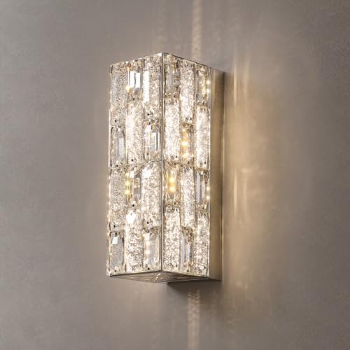 Lámpara de Pared Moderna, Moderna, con atenuación, Rectangular, Larga, para Interiores, de Acero, de decoración contemporánea, para Dormitorio y Sala de Estar.