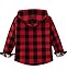 ZENTHACE Kids Girls Plaid Flannel Shirts Sherpa Fleece Lined Flannel Jacket Girls Zip Up Hoodie Hooded Fall Jacket Red XL Size 14-16