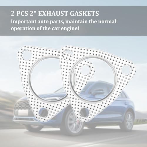 Salior SALIOR-SAN JIAO DIAN-0907-NEW 2Pcs Exhaust Gasket,2 Inch 3-Bolt Exhaust Flange Gasket,Multifunctional Manifold/Header/Muffler/Catalytic Converter Gasket,Graphite Exhaust Pipe Gasket thumb #2