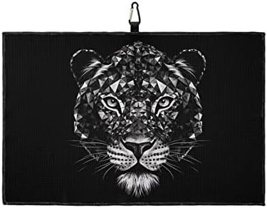 SEVENBABU Golf Towels for Golf Bags with Clip, Funny Microfiber Waffle Pattern Golf Towel, Tiger Head Whiskers Eyes Ears Lines Golf Accessories for Men and Women Gifts 24x16 inch
