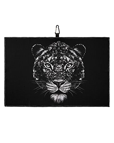 Sevenbabu Golf Towels For Golf Bags With Clip, Funny Microfiber Waffle Pattern Golf Towel, Tiger Head Whiskers Eyes Ears Lines Golf Accessories For Men And Women Gifts 24X16 Inch #TOP6