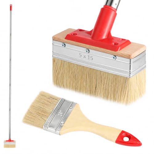 Bates- 6 Inch Deck Stain Brush 77 Long Handle Deck Stain Applicator for Wood Fence Wall 3 Paint Brush