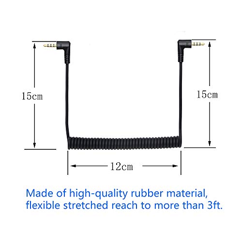 Cable de audio AUX enrollado Jack 3.5mm macho a macho 1.3 m miniatura 3