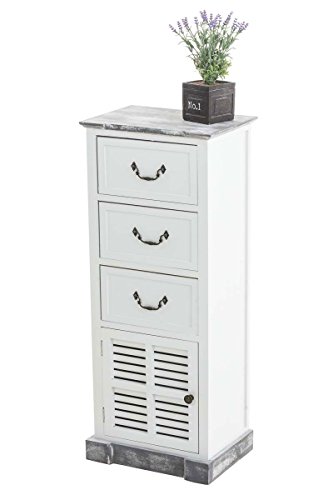 Schubladenkommode Parana im Landhausstil I Holzkommode mit DREI Schubladen und Einer Tür I Highboard im Landhausstil, Farbe:weiß