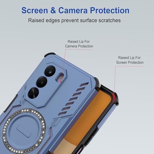 Image of amazon basics Back Case Cover for OnePlus Nord CE 6 Lite 5G | Magnetic Case with Built-in Metal Ring | Supports MagSafe Charger, Wallet & Car Mount | Shockproof Hybrid PC + TPU | Blue