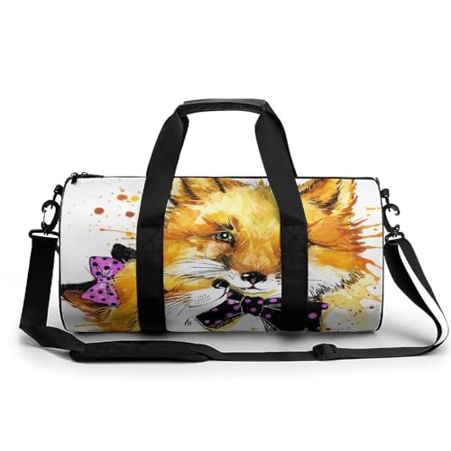 Sac de sport renard aquarelle de 45x23x23cm pour gym et voyage