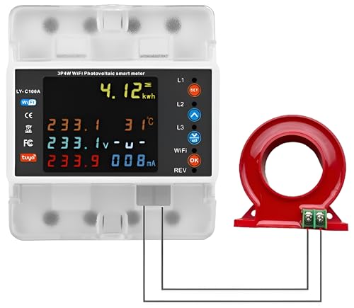 Image of XPR3SS 100A 3-Phase Bi-Directional Energy Meter with CT Coil | Solar Import Export Meter kWh Meter | WiFi Smart Power Monitor | Leakage Detection | DIN Rail | Over /Under Voltage, Current