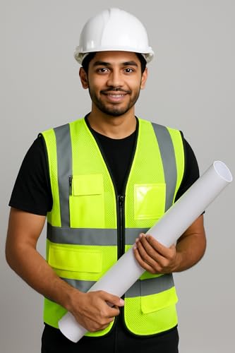 Image of uniformer Premium Safety Jacket for Men and Women | Reflective High Visibility | Ideal Unisex Safety Jacket for Civil Engineer | Used in Airport, Construction, Traffic