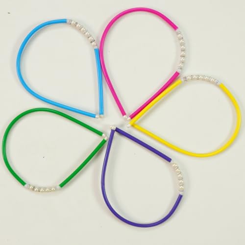 Image of Hair Bands with Pearl Beads, Multicolour Plastic Coated Metal, Set of 6 for Girls & Women