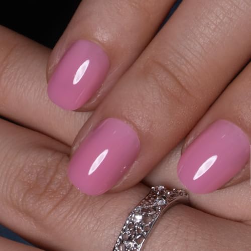Image of CurvLife Extra Short Square Press On Nails, Pink, Rose Cloud, Soft Gel