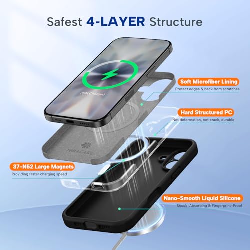 Miracase Magnetic for iPhone 17 Case, Compatible with MagSafe, Integrated Silicone Camera Control Cover, 3.0mm Thicken Shockproof Drop Protection Phone Case for 17, Black - Image 5