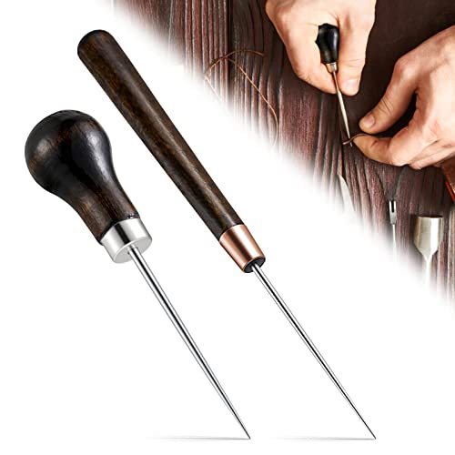 2 Stück Massivholz-Griff bohrbarem Ahle erhandwerk Tuch Professionelle Stitching Nähen Reparatur-Werkzeuge Mengonee Cover