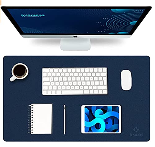 CONTACTS Multifunctional Non-Slip PU Leather Desk Mat/Mouse Pad | Ultra Thin Waterproof Desk Writing Mat for Office, College, School, Home (30" X 15", Deep Blue)