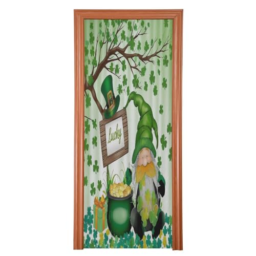 FLildon Green Clover Shamrock St Pastrick's Day Door Cover Decoration, Party Accessory Porch Decor for Festive Ornament Room Door Covers 35 x 79 Inch