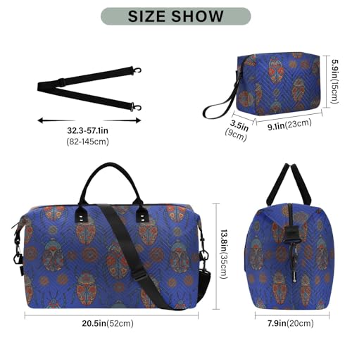 Mandala Animals Travel Duffel Bag for Men Women with Makeup Bag Weekend Overnight Carry On Bags for Airline Under Seat Travel3
