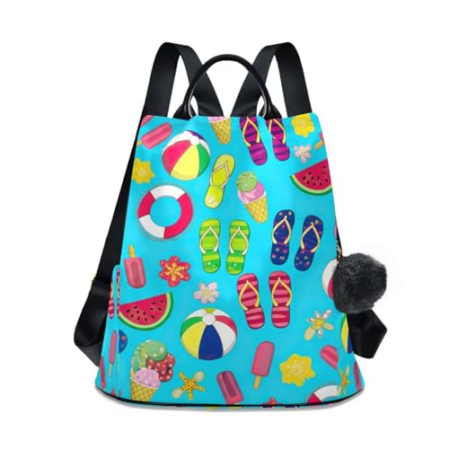Sac à dos antivol de randonnée pour femme et tongs colorées assorties