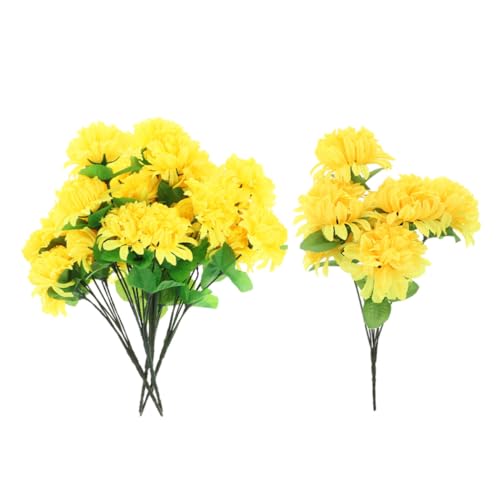 TIDTALEO 5 pezzi Bouquet Fiori Gialli Margherite Artificiali Teste Realistici per Decorazioni Esterne Cimitero Composizioni Floreali in Luminosi e Dettagliati