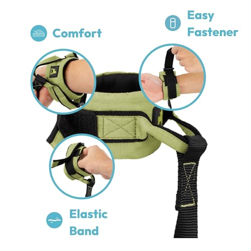 Image of Gooby Ripstop Z Wrist Band Surfer Leash - Green, 6 FT - Comfortable Hands Free Leash with Elastic Band for Small, Medium and Large Dogs