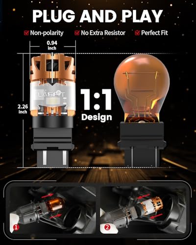 Image of LASFIT D2 3157 LED Bulbs Reverse Light, 3057 3156 4157 Back Up Lights Built in Resistor, Anti Hyper Flash Canbus DRL Turn Signal Parking Lights, No Load Resistor Need, 6000K Xenon White, Packe of 2
